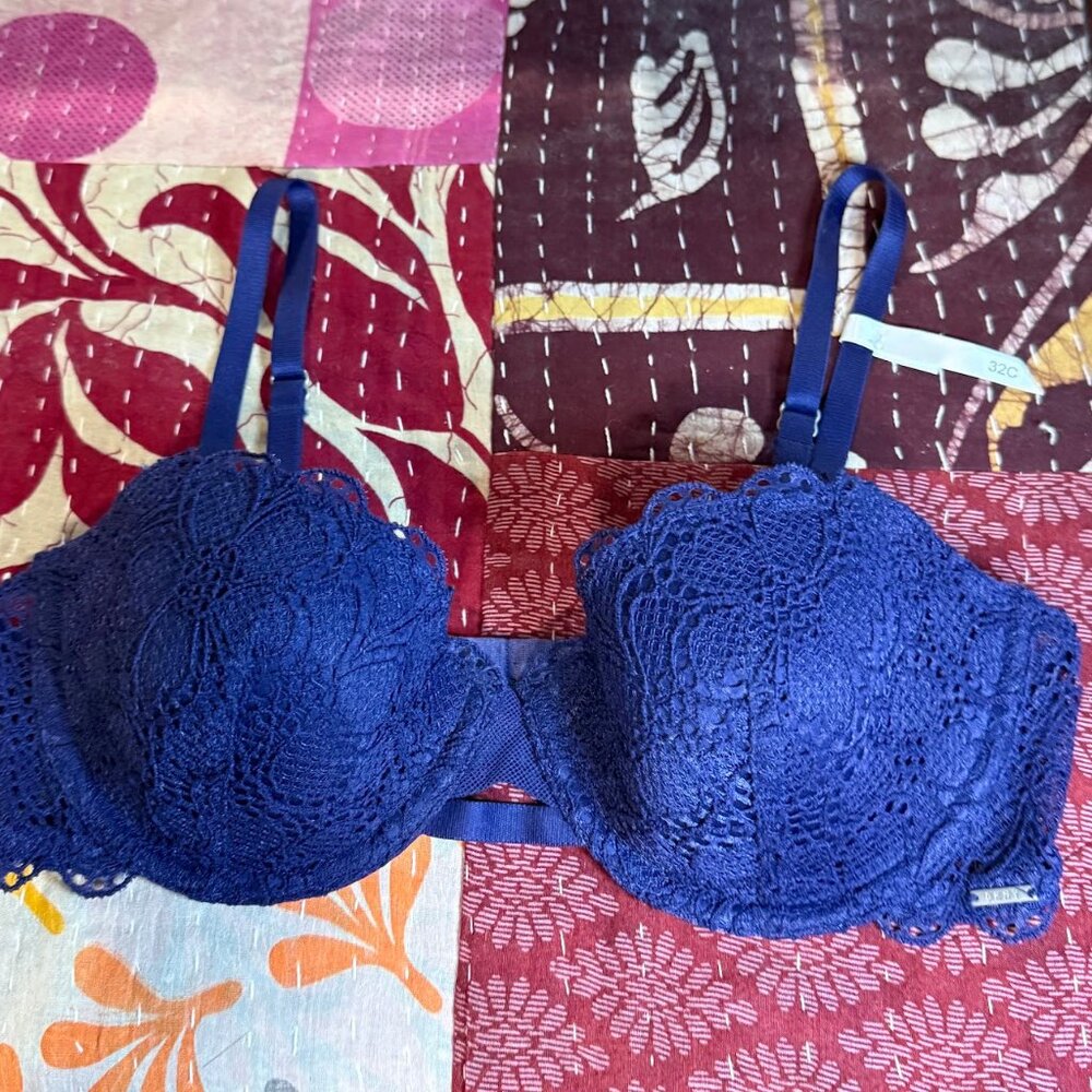 DKNY Superior Lace Balconette Bra Indigo